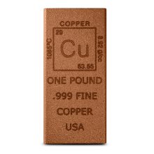 1 Pound Elemental Copper Bullion Bar (New)