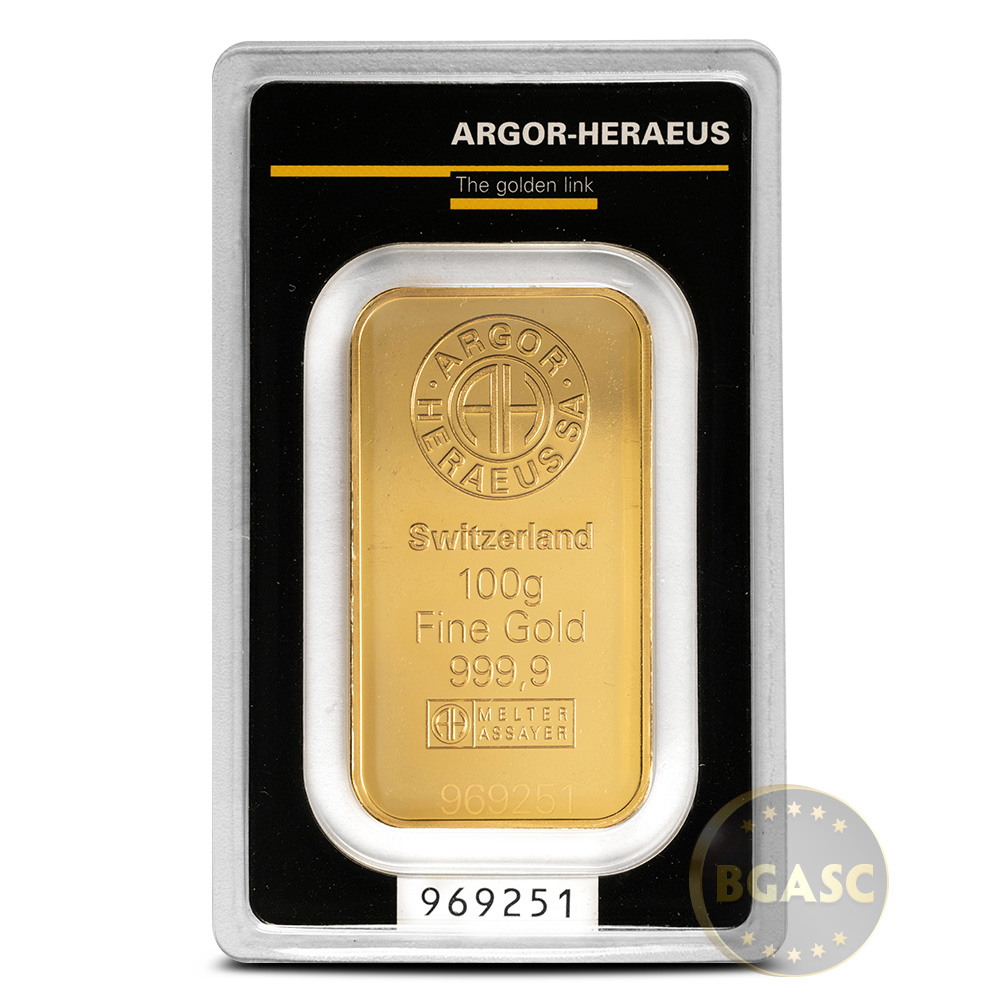 100 Gram Argor Heraeus Gold Bar New W Assay L BGASC 100-gram-argor-heraeus-gold-bar-new-w-assay-l-bgasc