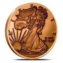 1 oz Copper Lincoln Wheat Penny - Dollar Size (39mm)