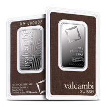 50 Gram Valcambi Platinum Bar (New w Assay)
