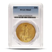 Pre-33 $20 Saint Gaudens Gold Double Eagle Coin MS65 (PCGS or NGC)