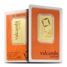 1 oz Valcambi Matte Gold Bar (New w Assay)