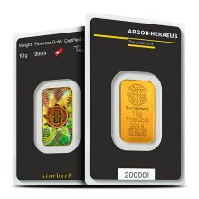 10 Gram Argor Heraeus Kinebar Gold Bar (New w Assay)