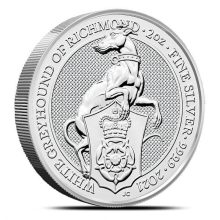 2021 2 oz British Silver Queen's Beast White Greyhound Coin