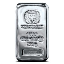 250 Gram Germania Mint Cast Silver Bar (New)