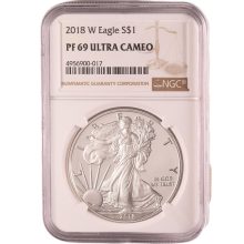 2018-W 1 oz Proof American Silver Eagle Coin NGC PF69 UCAM