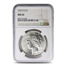 1927-D Peace Silver Dollar Coin NGC MS62
