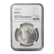 1935 Peace Silver Dollar Coin NGC MS64