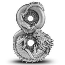 2025 3 oz Antique Republic of Chad Silver Figure 8 Dragon and Snake Coin (High Relief)