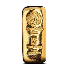 5 oz Scottsdale Mint Cast Gold Bar (New)