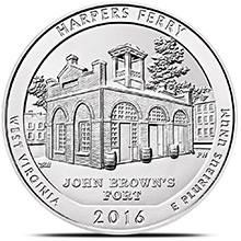2016 5 oz ATB Harpers Ferry National Historical Park Silver Coin
