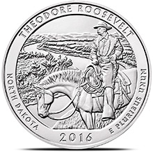 2016 5 oz ATB Theodore Roosevelt National Park Silver Coin