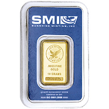 10 gram GOLD BAR .9999 Sunshine Minting. Sealed. Made in U.S.A.