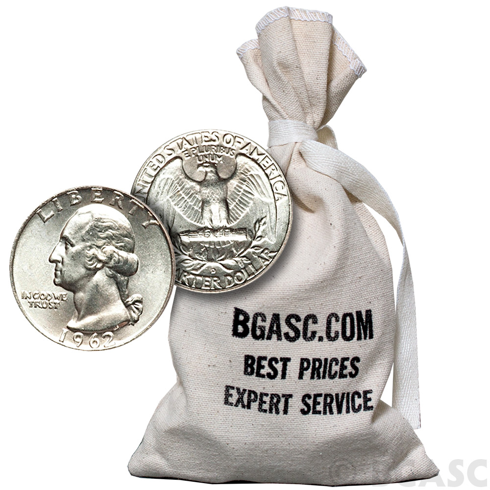 90% Silver Coins ($100 FV, Bag, Junk Silver Quarters) l BGASC™