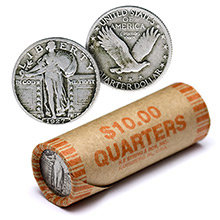 90% Silver Standing Liberty Quarters ($10 FV, Circulated)