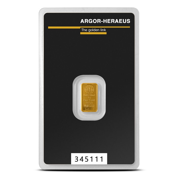 1 Gram Argor Heraeus Gold Bar (New wAssay)